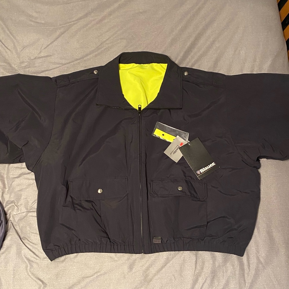 BLAUER REVERSIBLE WIND BREAKER BLACK / HI-VIS 6045 IKE LENGTH NWT 3XL ANS 107